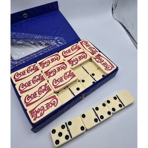 Vintage Coca Cola Double Six Dominoes Complete Set 28 With Case